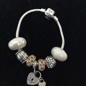 European charm bracelet with charms